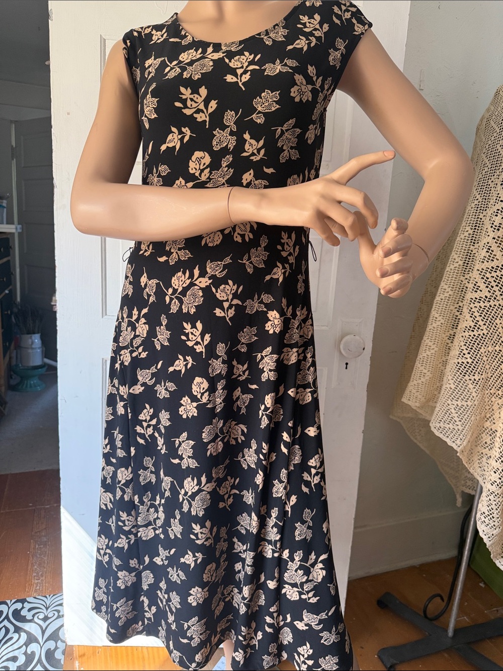 Ralph Lauren Black dress with Beige Floral Print
